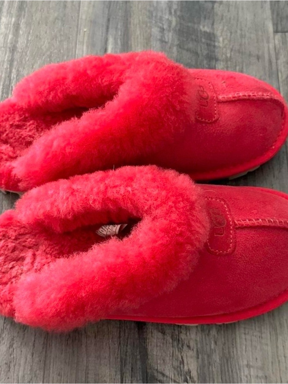 UGG Bright Red Shearling Mule Slippers
